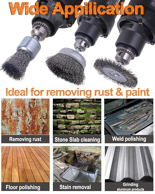 Rocaris 40 Pack Carbon Steel Wire Wheel Brush with 1/4-Inch Hex Shank, Cup Brush, Wheel Brush, Pen Brush Set, for Rust Removal, Corrosion and Scrub Surfaces