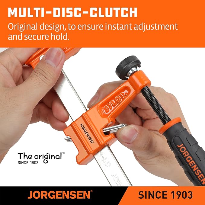 Jorgensen 2-Pack Steel Bar Clamp Set, 4-inch Light Duty, 300 Lbs Load Limit, for Woodworking