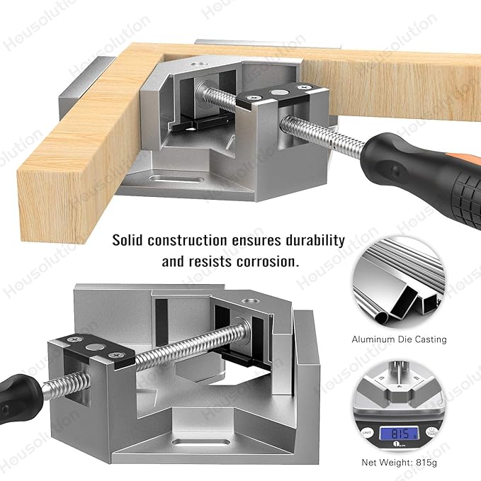 Right Angle Clamp, [2 PACK] Single Handle 90° Aluminum Alloy Corner Clamp, Clamps for Woodworking Adjustable Swing Jaw, Woodworking Tools Photo Frame Vise Holder, Gifts for Men Dad