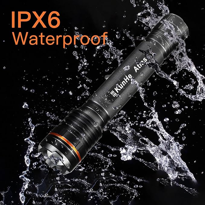 KunHe Heavy Duty 3D Cell LED Flashlights Large Aluminum Zoomable High Lumens 1200 LM Battery Powered Single Mode Flash Light- Big Flashlight for Home Emergency Power Outages Camping Car