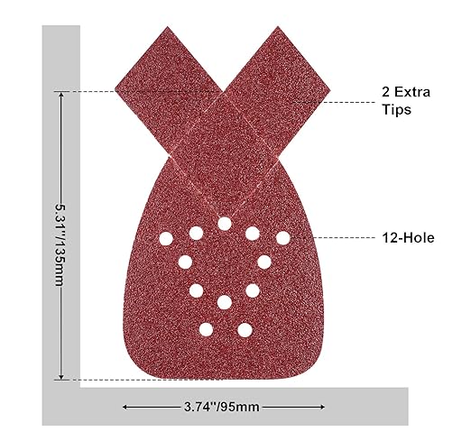 S SATC Mouse Sander Pads 50 PCS Mouse Detail Sander Sandpaper with Extra 3 Tips 60/80/120/150/240 Grits Assortment Mouse Sandpaper 5-1/4" x 3-3/4" 12 Holes