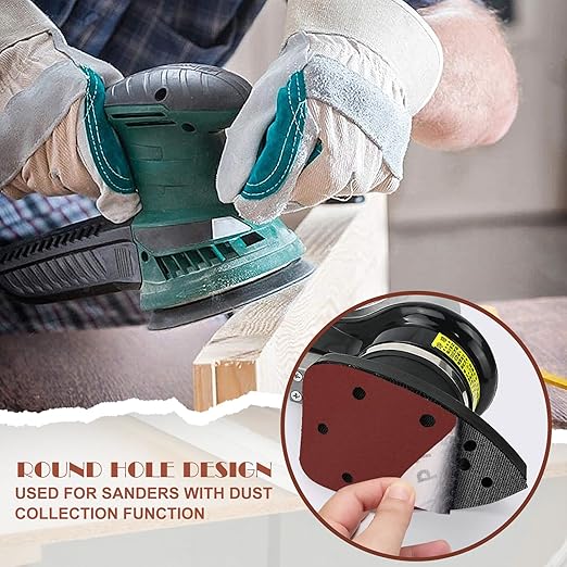 320 Grit Mouse Sander Sandpaper, Jamiikury 5 Hole Detail Sander Sandpaper Palm Sander Paper Mouse Sanding Pads Hook and Loop Sanding Sheets - Pack of 20