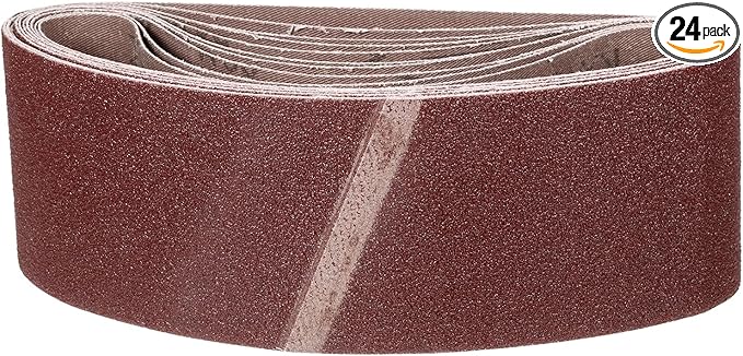 4 x 24 Inch Sanding Belt, 24 Pcs 80 Grit Knife Sharpener Belts Work Sharpening for Belt Sander Knife Carving Tool Metal Working