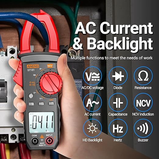 ANENG Digital Multimeter Tester with Amp Ohm Volt Clamp Meter Measures Current, AC/DC Voltage,Capacitance, Resistance, Diodes, Continuity Frequency Backlight Electrican Tools