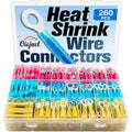260Pcs Heat Shrink Wire Connectors Kit - Marine Automotive Electrical Connectors - Crimp Terminal Set for Electrical Wiring - Waterproof Fork Spade Ring Butt Connector Assortment