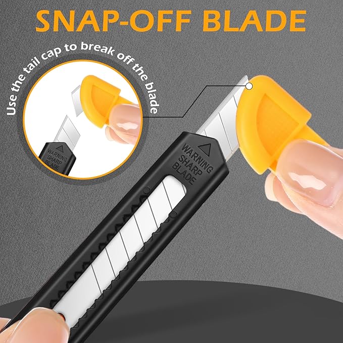300 Pcs Box Cutters Retractable Utility Knife Office Supplies 9mm Wide Blade Cutter Compact Razor Knife for Home Use(Black)