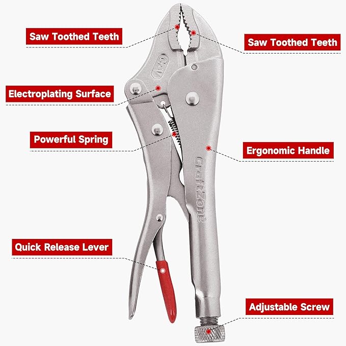 2-Piece Locking Pliers & Vice Grips Set – Heavy Duty Steel Construction, Non-Slip Handle – Multi-Purpose for Home Auto Repair DIY & Crafts – Ideal for Mechanics DIYers & Outdoor Use