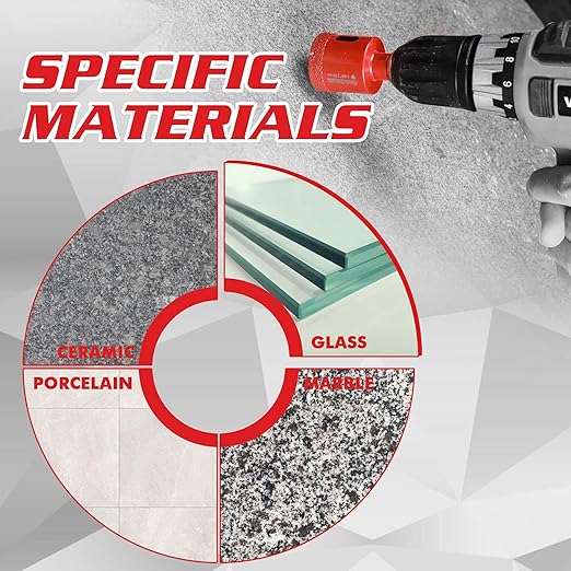 Goldblatt Diamond Drill Bits, 5 Pcs Set 1/4"", 5/16"", 3/8"", 3/4"" Drill Holesaw and 6mm Carbide Drill with Quick Fit Hex Shank for Ceramic Porcelain Tile Marble Granite (not for Wood), G02643
