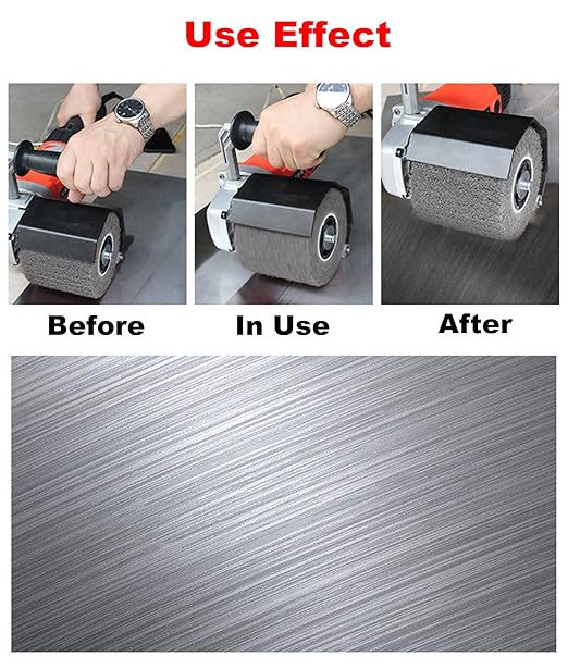 KISEKI 4.7" x 4" Stainless Steel Wire Brush (0.2 mm Wire) Drum, Surface Conditioning Tool, Compatible with Angle Grinder, Die Grinder