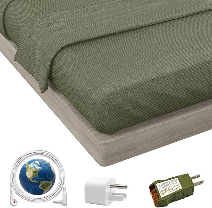 Earthing Grounding Fitted Sheet with Earth Connection Cable 5% Pure Silver Fiber and 95% Cotteon Conductive Bed Sheet Deep Pocket 18“240TC