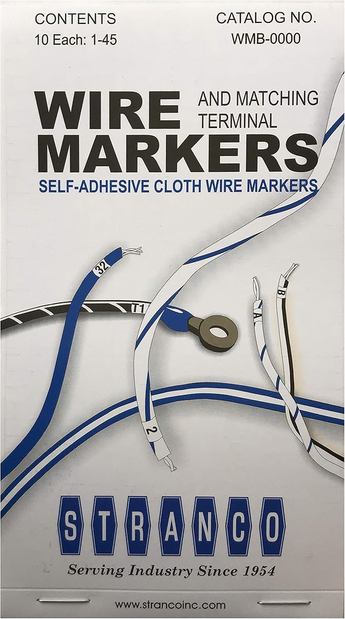 Sherco-Auto 450 Piece Vinyl Adhesive Labling Wire Marker Book – 10 Pages, 45 Labels Each (1–45) - Made in USA