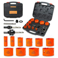 Hole Saw Kit Bi Metal with Case, General Purpose Size from 3/4'' to 2-1/2'', Hole Saw Set for Metal, Wood and Plastic, with Clean and Smooth Cutting Edge, Fast Chip Removal.