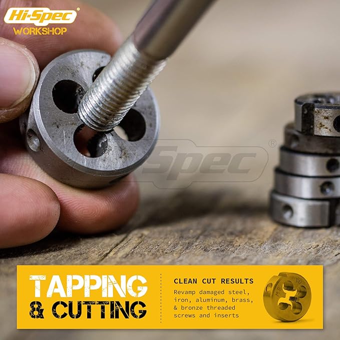 Hi-Spec 39pc Metric Tap & Die Set. Complete M3 to M12 Tapping and Threading Tools with Tap Wrench & Screw Pitch Gauge Accessories