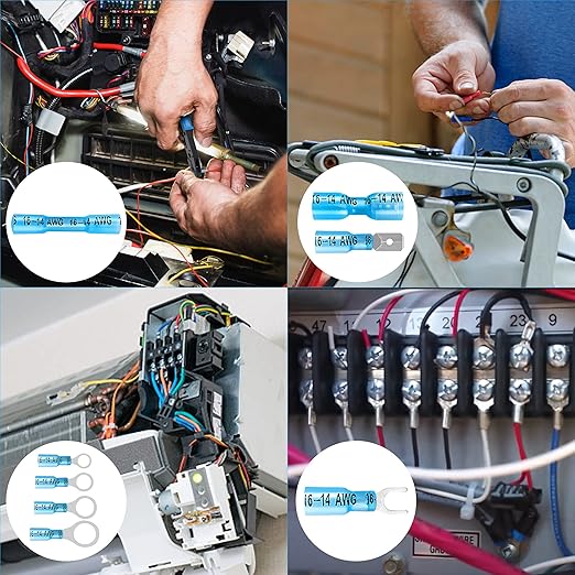 Kuject 600 PCS Heat Shrink Wire Connectors kit, Multipurpose Waterproof Electrical Wire Terminals, Insulated Crimp Connectors Ring Fork Spade Butt Splices for Automotive Marine Boat Truck