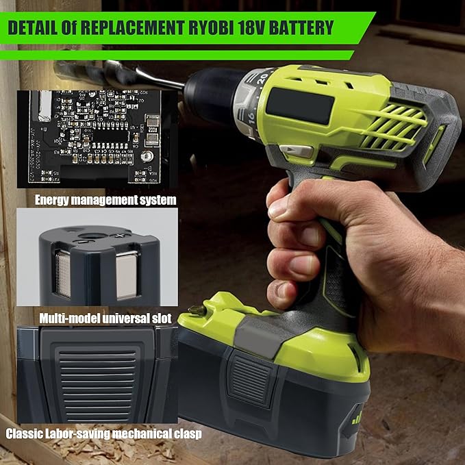 2Pack 8.0Ah Battery Replacement for Ryobi 18V Lithium Battery Compatible with Ryobi 18 Volt ONE+ Plus P107 P108 P102 P103 P104 P105 P109 P122 Cordless Tools