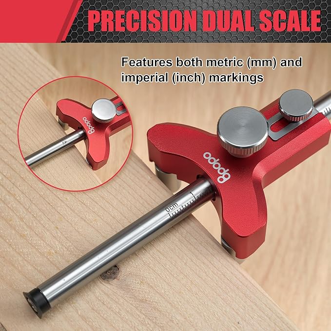 Woodworking Wheel Marking Gauge, Precision Wood Scriber Tool With Cutters, Adjustable Line & Circle Drawing Gauge With Graduated Inch & MM Scale – Metal Carpenter Layout Tool