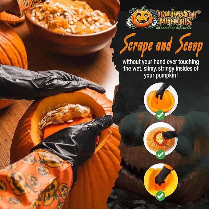 Pumpkin Scraper Glove – As Seen On Shark Tank - Mess Free and Fun Pumpkin Carving Kit – Carve and Clean Jack-O-Lantern Guts with Ease and Zero Mess on Your Hands! (Kids Kit)