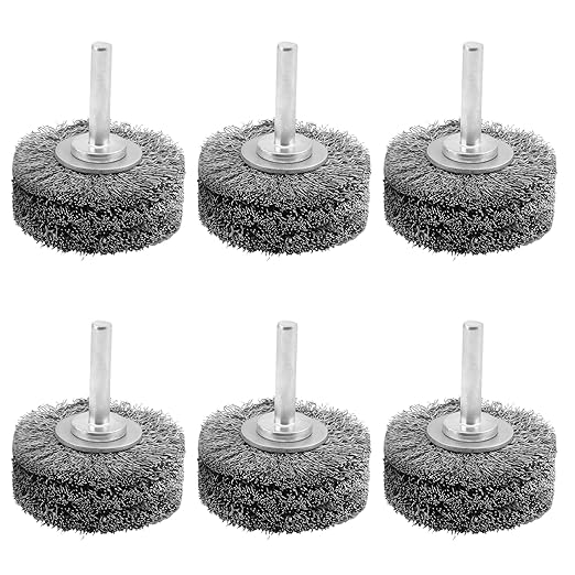 6 Pack 2 Inch Heavy Duty Wire Wheel Brush for Drill - 0.0118" Carbon Steel Bristles, 1/4" Hex Shank, 20000 RPM, Professional Paint & Rust Remover
