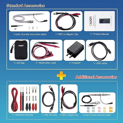 HDS2102S Oscilloscope, 100MHz Bandwidth 2+1 CH Digital Handheld Oscilloscope Multimeter, 3 in 1 Waveform Generator for Electronic Measurement, Circuit Design Test