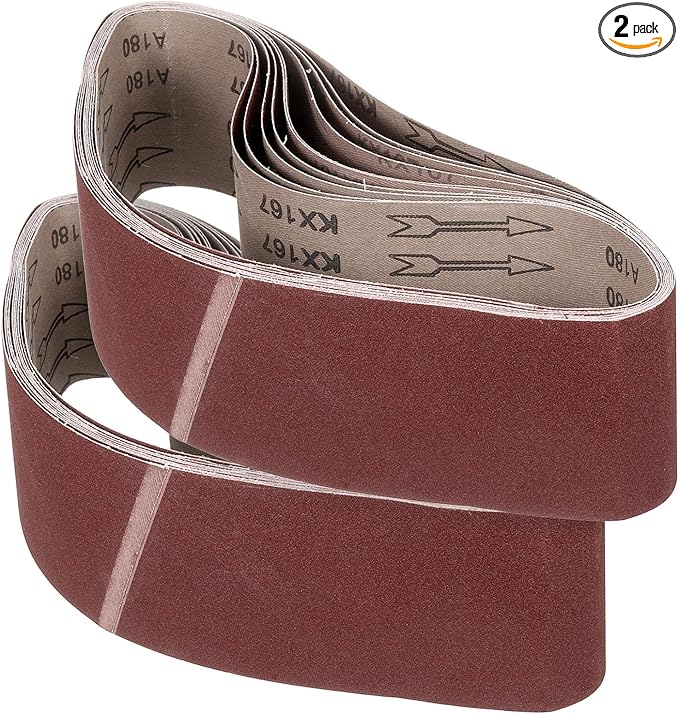 6 x 48 Inch Sanding Belt, 2 Pcs 180 Grit Knife Sharpener Belts Work Sharpening for Belt Sander Knife Carving Tool Metal Working