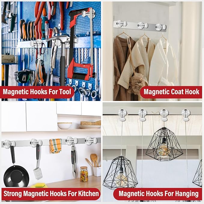 Cruise Essentials - 150Lb Heavy Duty Magnetic Hooks for Cabins, Garage & Grill - 4Pcs