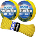 Paracord Nylon Rope Yellow 200ft with 7-Strand Core, 10 Colors and 50/100/200 ft, Type III Parachute Cord 4mm for Camping, Survival, Hiking, DIY, Crafting, Outdoor Utility Rope