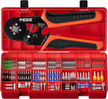PEBA Ferrule Crimping Tool Kit, Square Pliers AWG28-7 & 28 Sizes Ferrules(AWG24-8) for Electrical Wiring/DIY Terminals | Self-Adjusting Ratchet Crimper - Copper Ferrule Kit