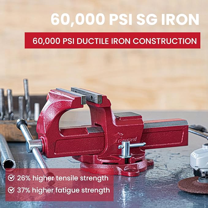 Forward 1306 6 Inch Home Vise Ductile Iron 6" Bench Vise Homeowner's Vice with Anvil and Swivel Base