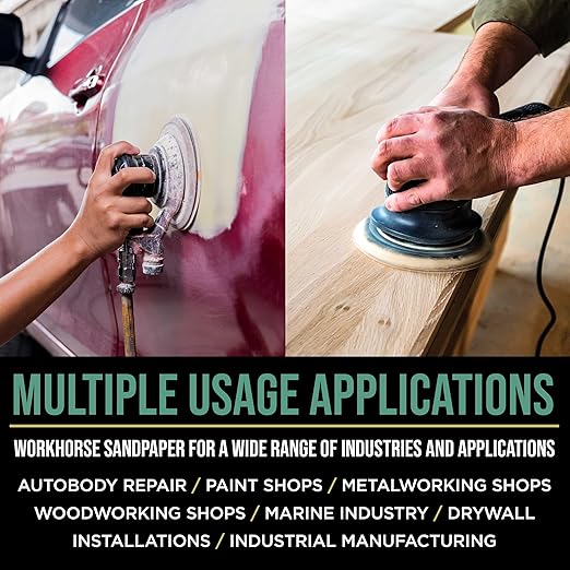 Dura-Gold Premium 1000 Grit 5" Green Film Sanding Discs, 8-Hole Pattern, Box of 50 - Dustless Hook & Loop Backing Sandpaper for DA & Random Orbital Sander, Detail Color Sand Auto Paint Wood Furniture