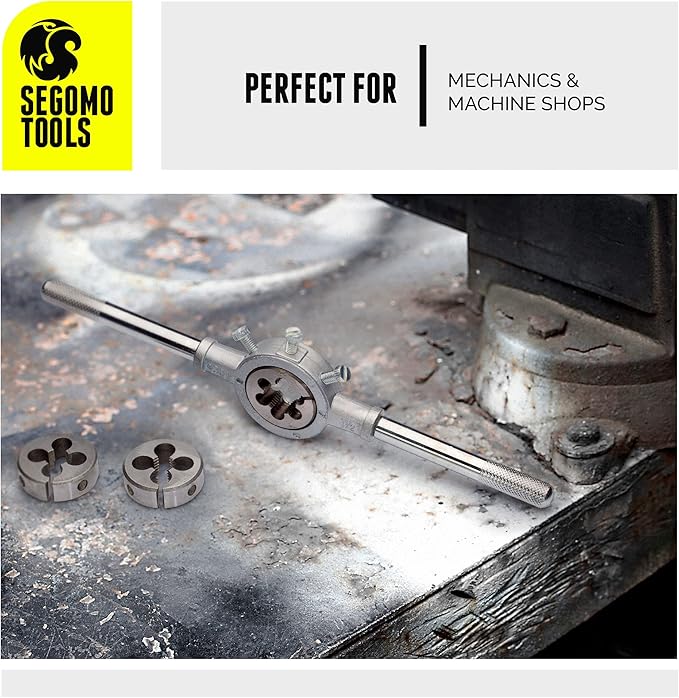 Segomo Tools 110 Piece Hardened Alloy Steel SAE Tap And Die Threaded Set With Case - TD110SAE