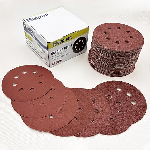 5 Inch Sanding Discs Hook and Loop, 70 PCS 8 Hole Adhesive Sandpaper, Including 40/60/80/120/180/240/320 Grit for Random Orbital Sander