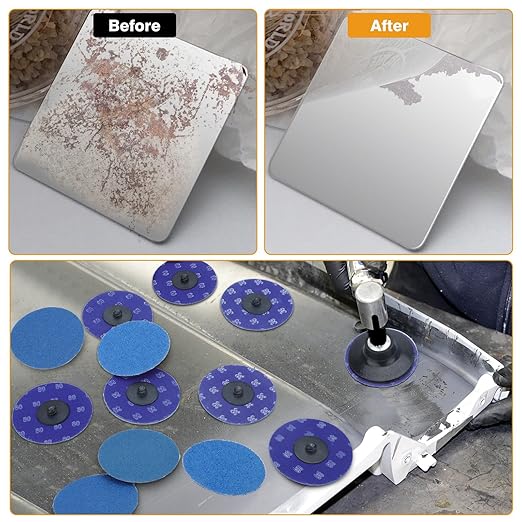 SUNJOYCO 90PCS 3 Inch Quick Change Grinding Discs, Zirconia Die Grinder Sanding Discs, Roll Lock Abrasive Disc with 1/4 Inch Shank, Surface Conditioning Disc, 36 60 80 Grit
