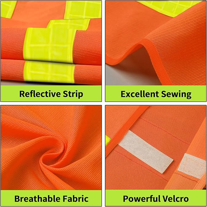 Safety Vest, Reflective High Visibility Construction Vest for Men, Work, Cycling, Runner, Surveyor, Volunteer, Road