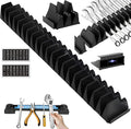 46PCS Magnetic Modular Wrench Organizer with 8" Magnetic Tool Holder, Wrench Rack for Tool Box Drawer, SAE & Metric Labels, Space-Saving Storage, Gift for Professional Mechanics Men, Black