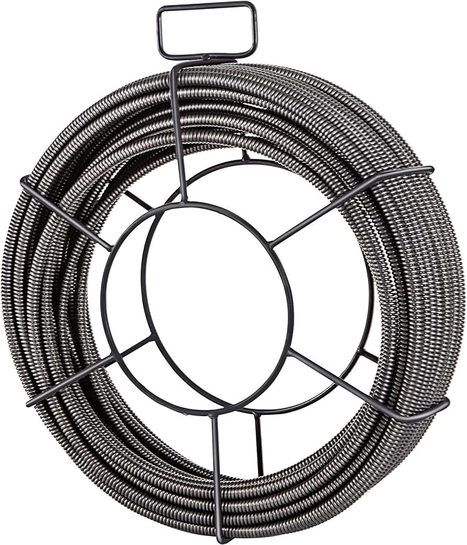 VEVOR Drain Cleaning Cable 50ft x 1/2 inch Solid Core Cable Sewer Cable, Drain Auger Cable Cleaner, Snake Clog Pipe Drain Cleaning Cable W/Four Shapes of Cutters