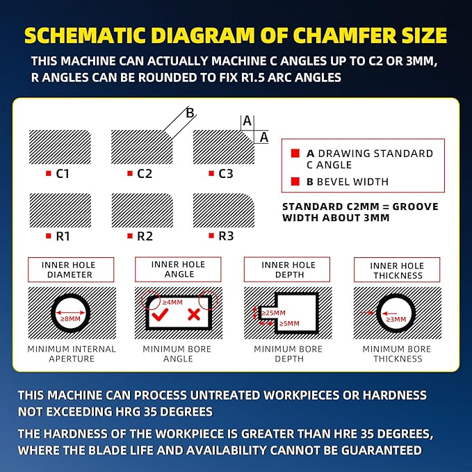 Pneumatic Chamfering Tool Handheld, Mini Air-Powered Chamfering Machine with 4 C-Blades (2 Pre-Installed), 45° Right-Angle Trimming, 1/4 Inch Air Inlet for Metal, Wood Beveling & Deburring