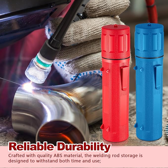 Zonon 2 Pcs Welding Rod Storage Tube 14 Inch Stick Electrode Storage Container Airproof Waterproof for Welding Rod Canister(Red and Blue)