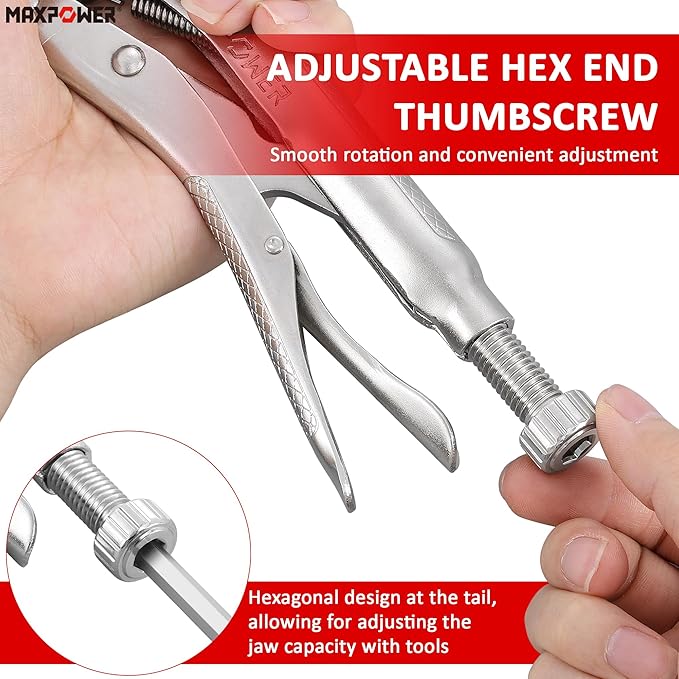 MAXPOWER 24-inch C Clamp Locking Pliers, Locking C Clamp with Regular Tips, MAX Jaw Capacity Up to 11"