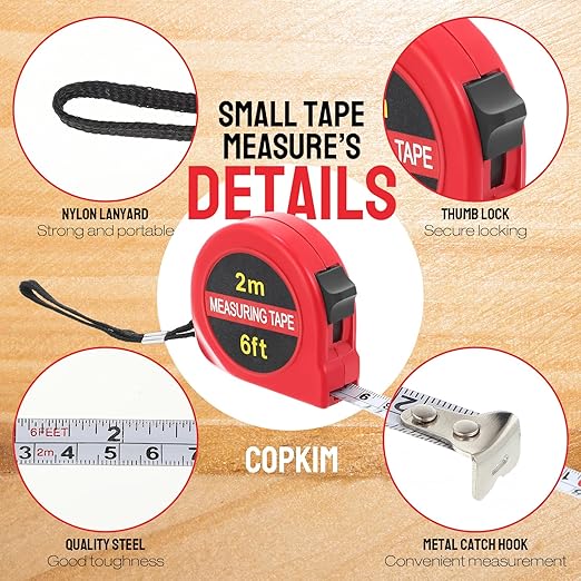 50 Pcs 6 FT Mini Tape Measure Retractable Bulk Small Measuring Tape Pocket Size Measurement Tool for Operation Christmas Items Party Favor Gifts Stuffers for Men(Red)