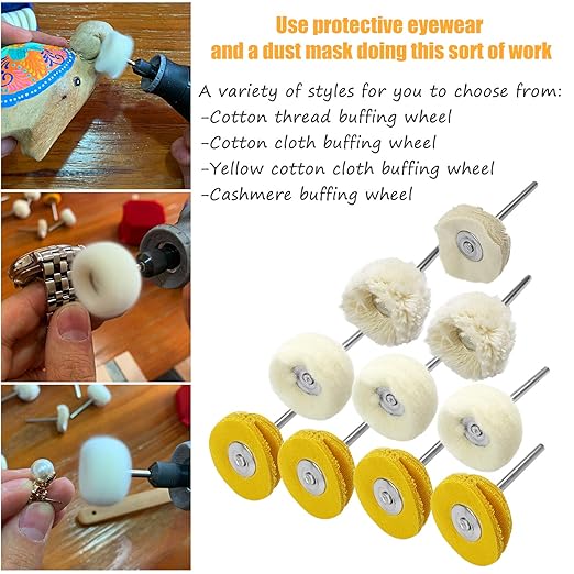 10pcs 1/8inch Cashmere Polishing Buffing Wheel for Dremel Polishing Kit - Polishing Wheel or Silver Polish Wheel - Watch Polishing Kit - Jewelry Buffer Dremel