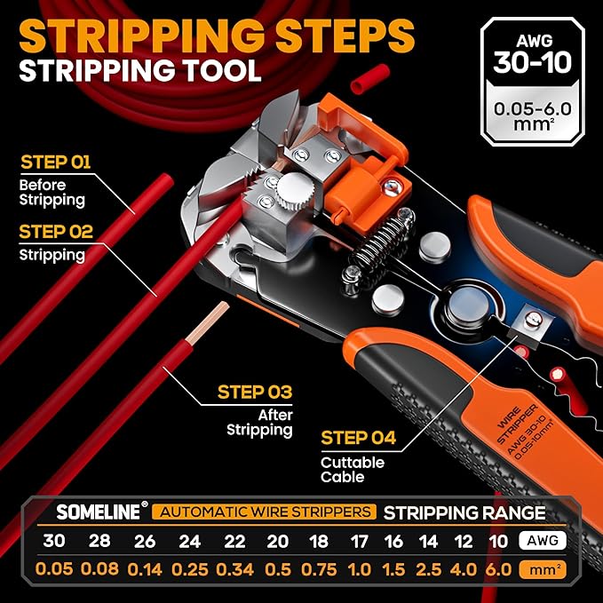 SOMELINE Wire Terminal Crimping Tool Kit, with 51 Sizes Insulated Terminals and 22-10 AWG Ratchet Crimping Pliers and Automatic Stripping Pliers, Ring Fork Disconnect Butt Electrical Terminal Kit