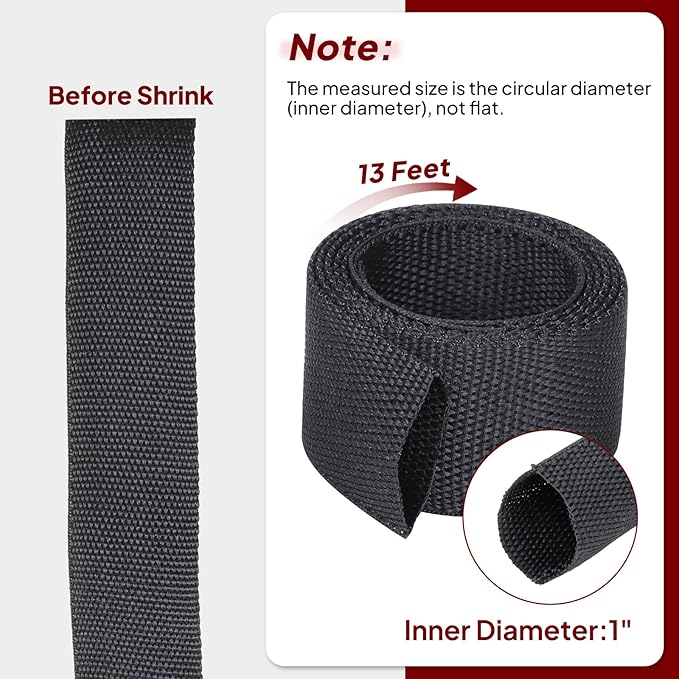Heat Shrink Braided Sleeving Fabric Tubing 2 in 1 Wiring Harness Tubing Abrasion Resistant Cable Sleeve for Protection Wire/Sheath/Irregular Shape Hose (1"-13ft)
