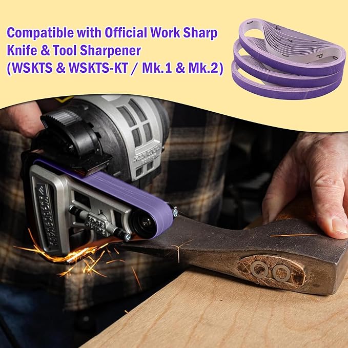 1/2 x 12 Inch Replacement Belts for Work Sharp, 30 Pcs 400 Medium Grit Knife Sharpener Sanding Belts Kit for Official Work Sharp (WSKTS & WSKTS-KT/Mk.1 & Mk.2) Knife & Tool Sharpener