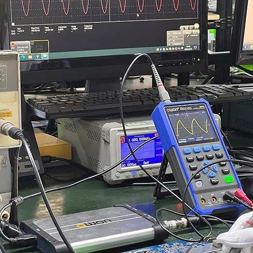 HDS2102S Oscilloscope, 100MHz Bandwidth 2+1 CH Digital Handheld Oscilloscope Multimeter, 3 in 1 Waveform Generator for Electronic Measurement, Circuit Design Test