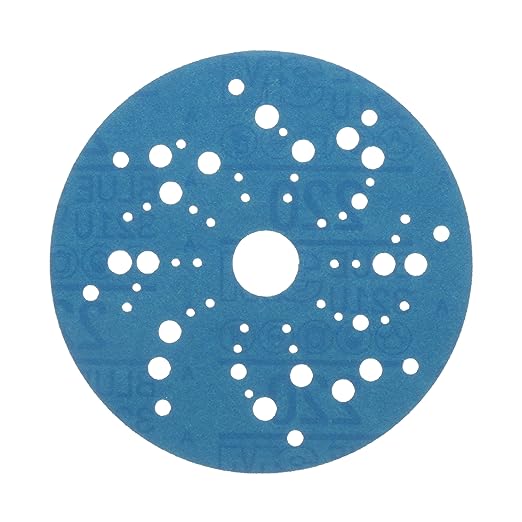 3M Hookit Blue Abrasive Discs 36162, Multi-Hole, 5 in, 220+ Grade, Pack of 50, Virtually Dust-Free, for Auto Sanding, Body Repair, Featheredging, Primer Sanding, Paint Preparation, E-Coat Sanding