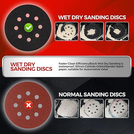 100PCS 5 inch Silicon Carbide Sanding Discs 600 Grit, Wet Dry Orbital 5 Sander Hook and Loop Sandpaper Disc, Best for Metal,Automotive,Wood Polishing