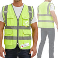 SIFE Reflective Safety Vest High Visibility Vest With 7 Pockets And YKK Zipper, ANSI/ISEA Class 2 Standard, Made With 3M Reflective Tape(03YG-Yellow Mesh,2XL)