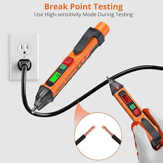 Proster Non Contact Voltage Tester Pen - Adjustable AC Voltage Detector, Electric Volt Pen Tester Pen 12-1000V/48-1000V with LED Flashlight