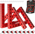90 Degree Corner Clamp for Woodworking, 4Pack 5.5" x 5.5" Aluminum Alloy Precision Positioning Clamping Squares with 12pcs Gasket, for Picture Frames Boxes Cabinets Drawers,with Strong Box