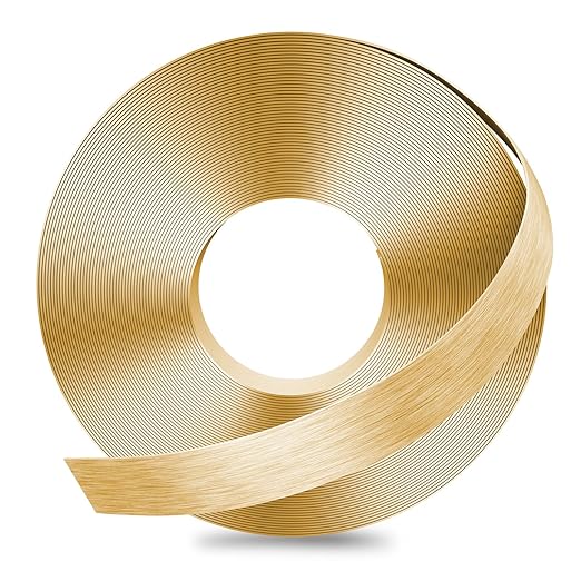 GSCIT Club Gold Edge Banding, 3/4 Inch x 50ft Aluminum Brushed Edge Banding PVC Edge Trim for Cabinet Repair Furniture